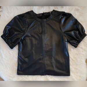 New! 7 for all mankind Black Puff Sleeve Top